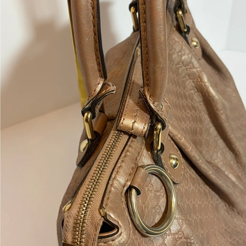 Metallic Blush Guccissima Leather Handbag